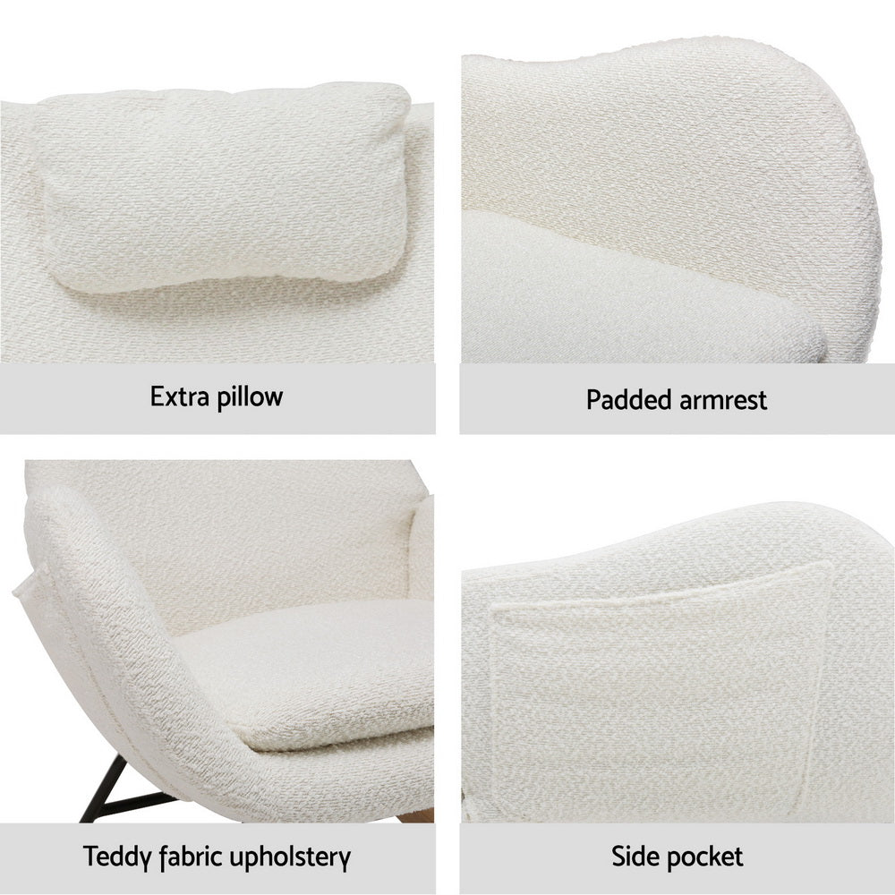Rocking Chair – Plush Teddy Fabric, White