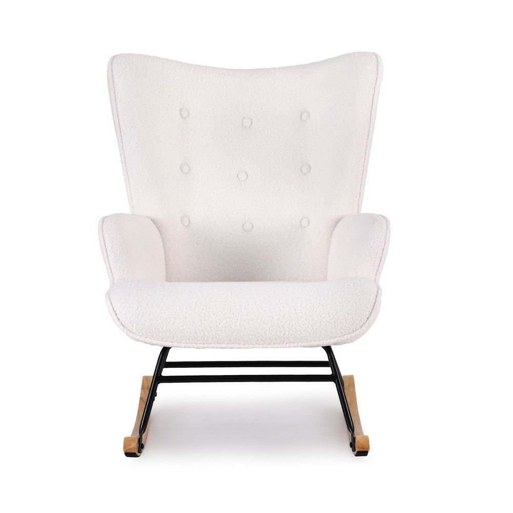 Rocking Armchair – Boucle Fabric, White