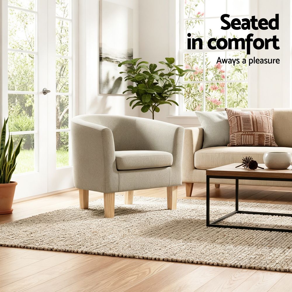TWSC Armchair Tub Chair Beige Abby