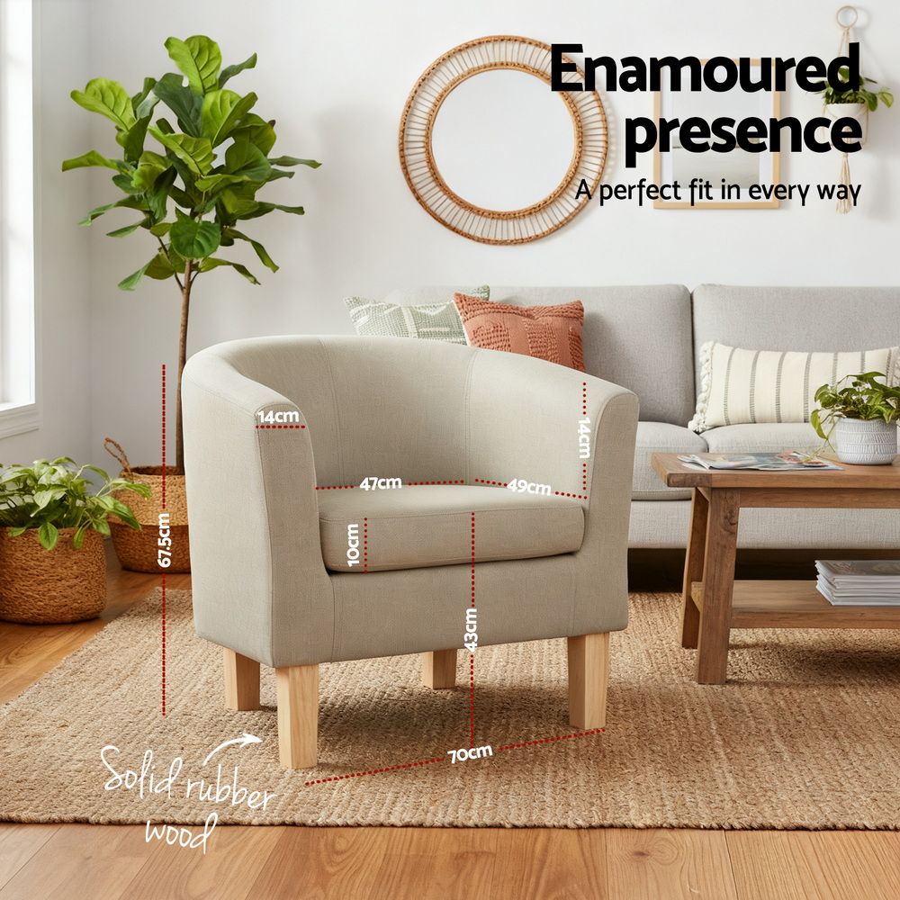 TWSC Armchair Tub Chair Beige Abby