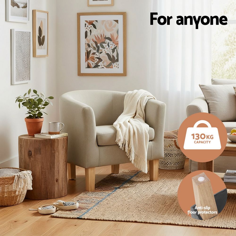 TWSC Armchair Tub Chair Beige Abby