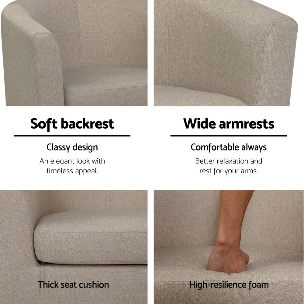 TWSC Armchair Tub Chair Beige Abby