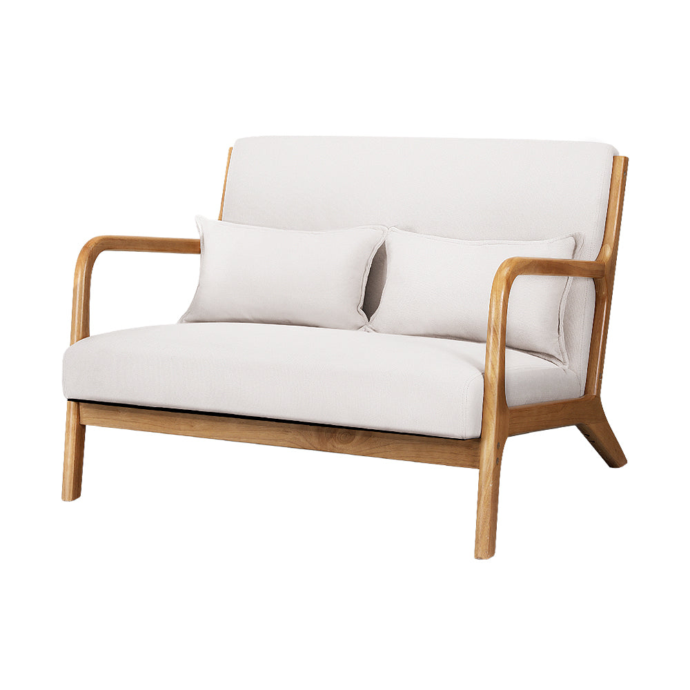 TWSC Armchair Lounge Chair Accent Armchairs Couch Sofa Loveseat Beige Wood
