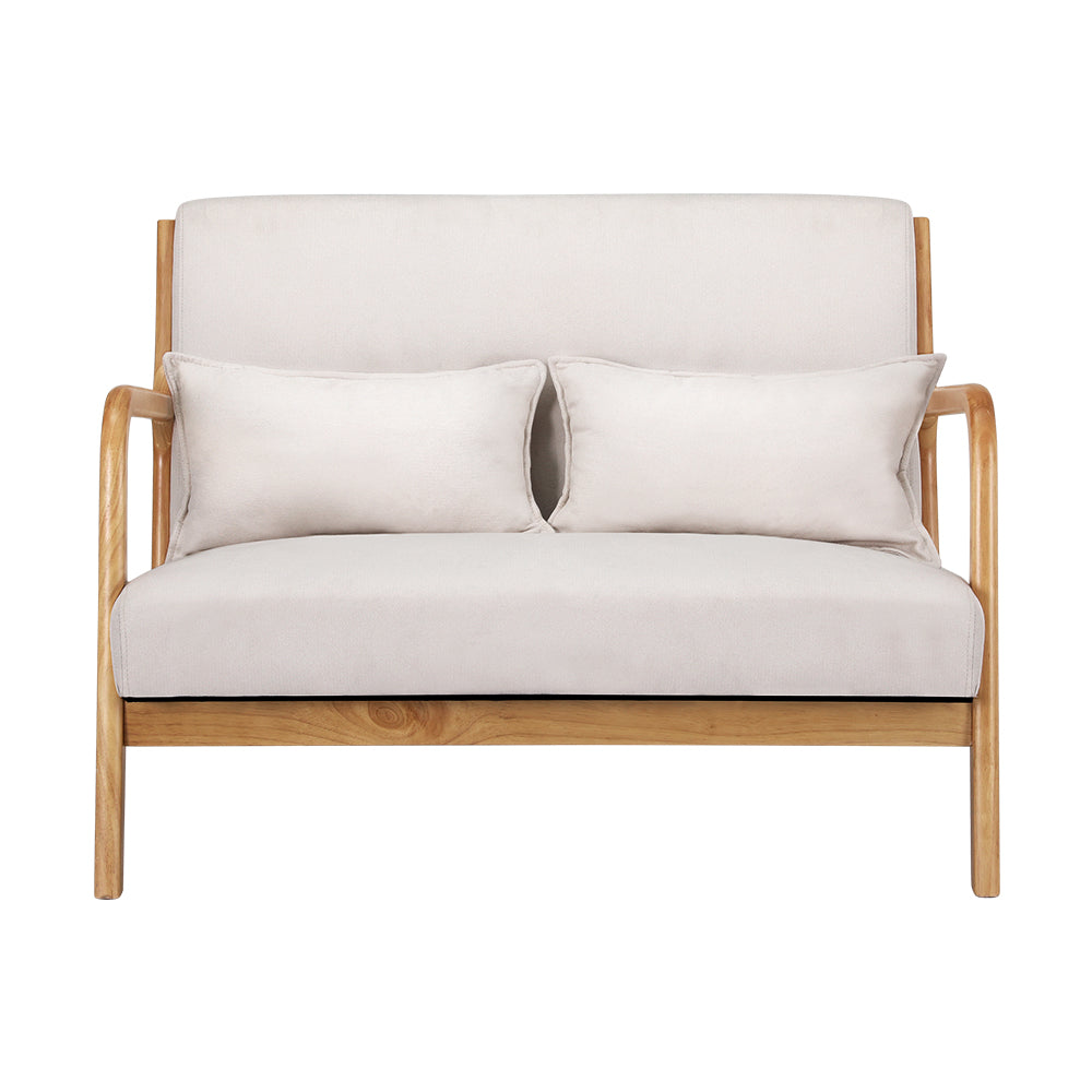 TWSC Armchair Lounge Chair Accent Armchairs Couch Sofa Loveseat Beige Wood