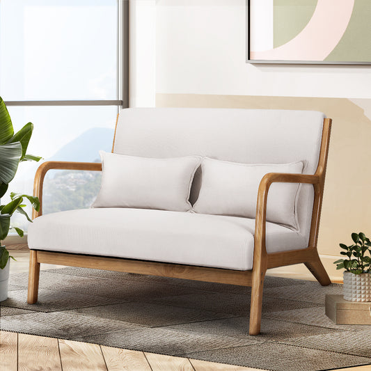 TWSC Armchair Lounge Chair Accent Armchairs Couch Sofa Loveseat Beige Wood