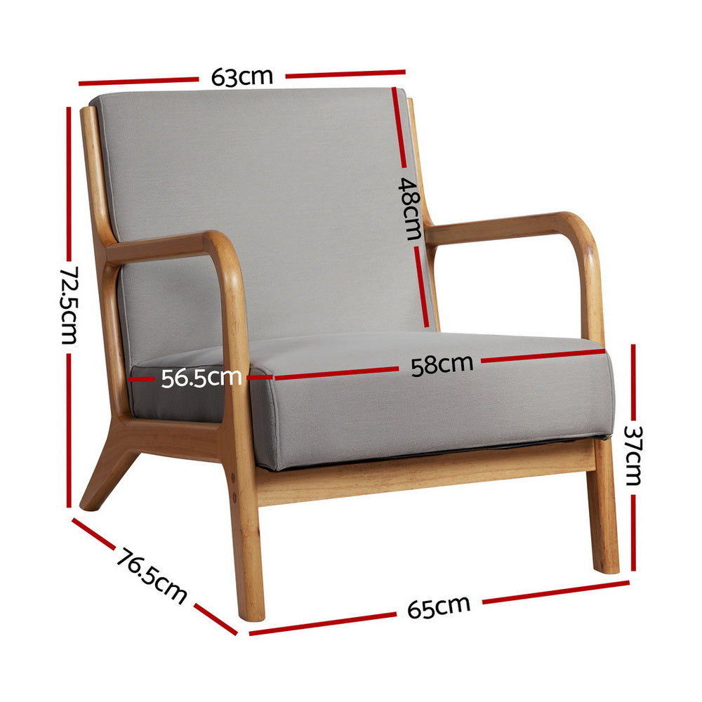 Olive Armchair – Light Grey Fabric Upholstery