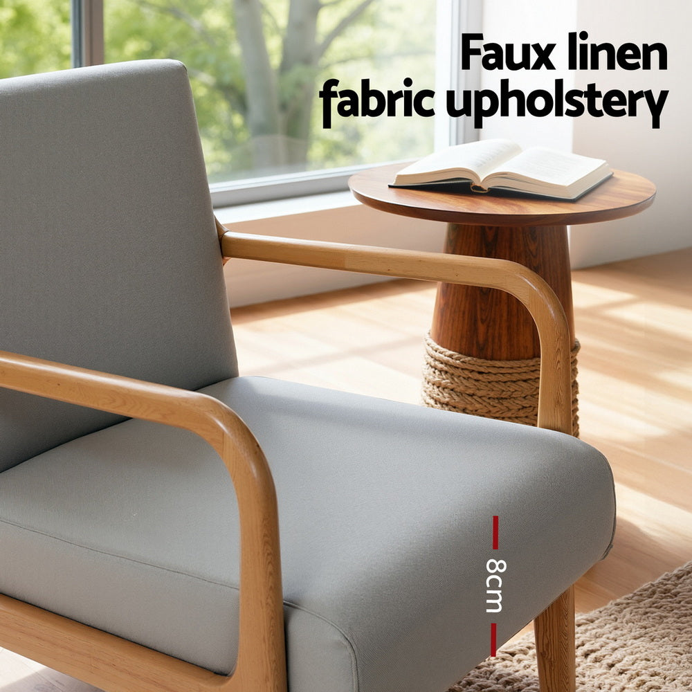 Olive Armchair – Light Grey Fabric Upholstery