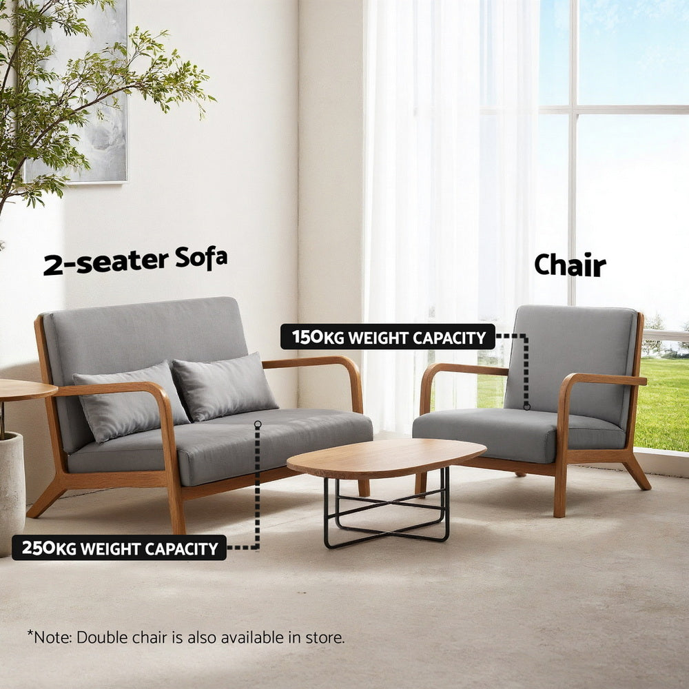 Olive Armchair – Light Grey Fabric Upholstery
