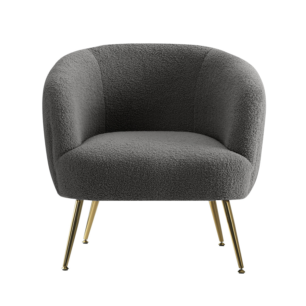 TWSC Armchair Lounge Chair Accent Chairs Arm Armchairs Sherpa Boucle Charcoal