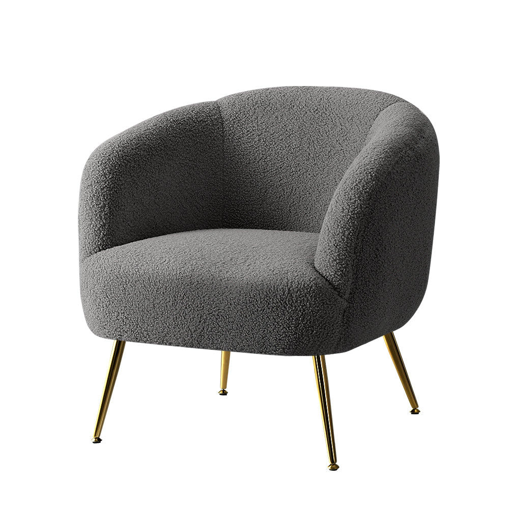 TWSC Armchair Lounge Chair Accent Chairs Arm Armchairs Sherpa Boucle Charcoal
