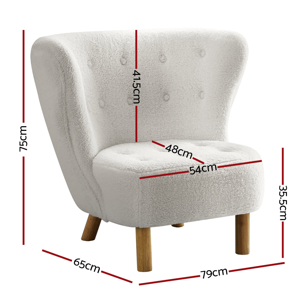 TWSC Armchair Lounge Accent Chair Armchairs Couch Chairs Sofa Bedroom White