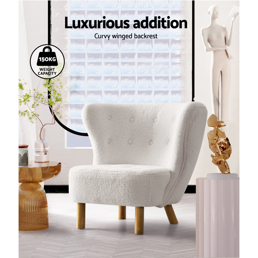 TWSC Armchair Lounge Accent Chair Armchairs Couch Chairs Sofa Bedroom White