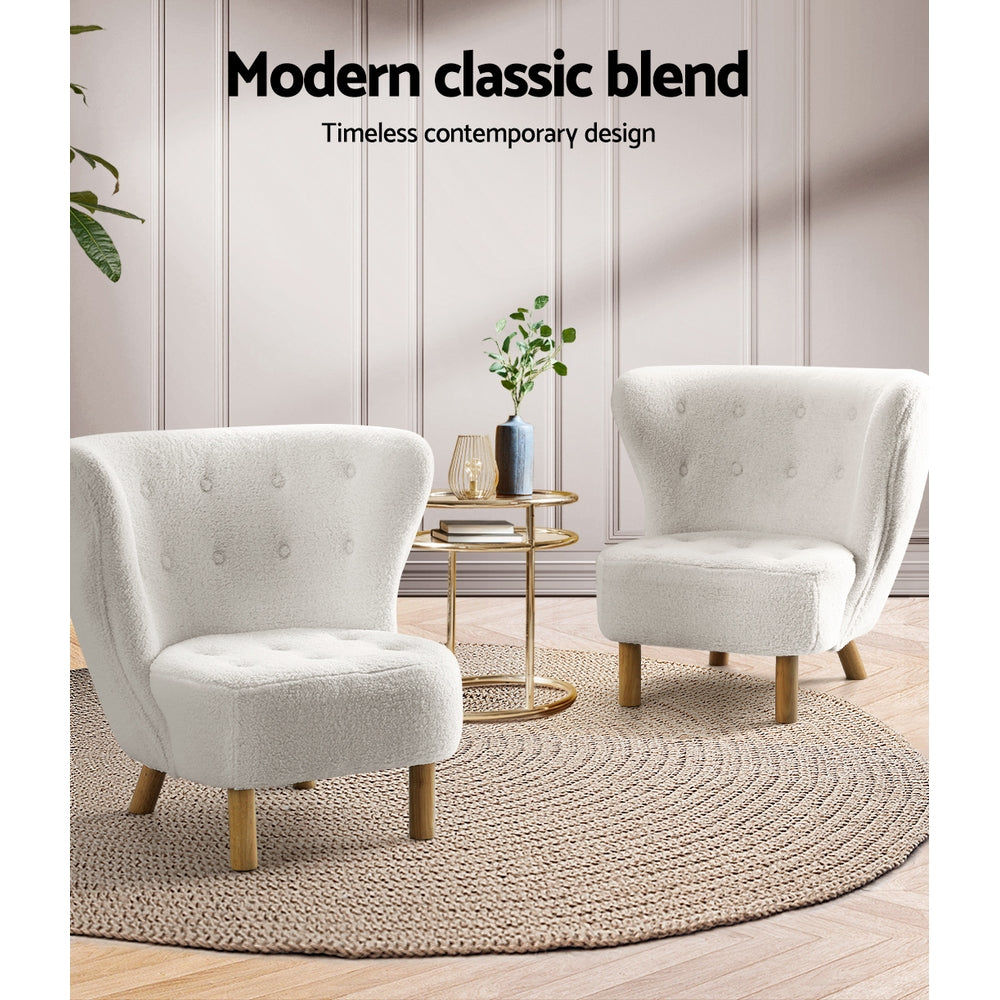 TWSC Armchair Lounge Accent Chair Armchairs Couch Chairs Sofa Bedroom White