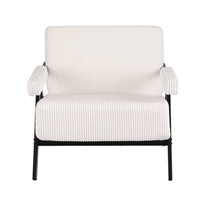 TWSC Compressed Armchair White Corduroy Accent Chair for Small Space