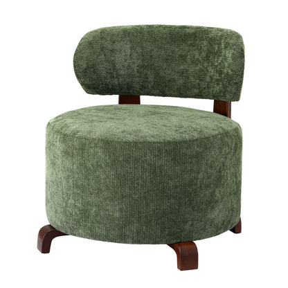 TWSC Curved-Back Linen Armchair – Green — product-only angled front view