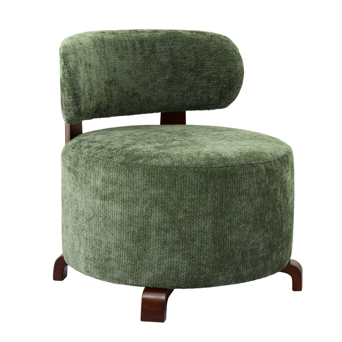 TWSC Curved-Back Linen Armchair – Green — product-only alternate angled view