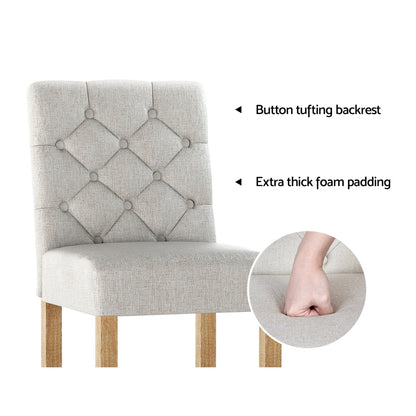 TWSC 2x Bar Stools Linen Upholstered Chairs