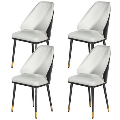 TWSC Dining Chairs Set of 4 Leather Seat Beige and Black