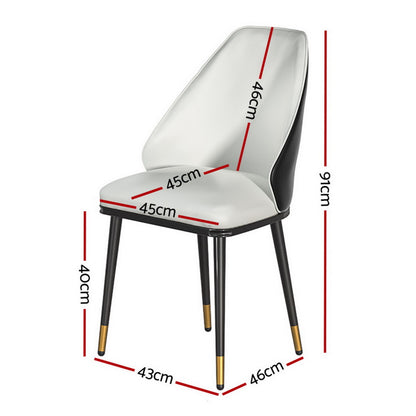 TWSC Dining Chairs Set of 4 Leather Seat Beige and Black