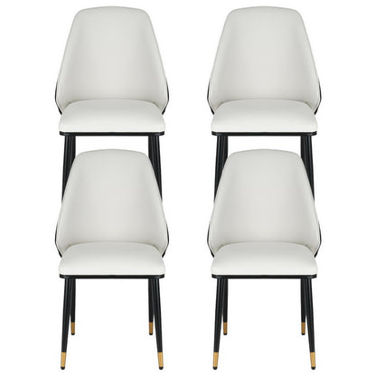 TWSC Dining Chairs Set of 4 Leather Seat Beige and Black
