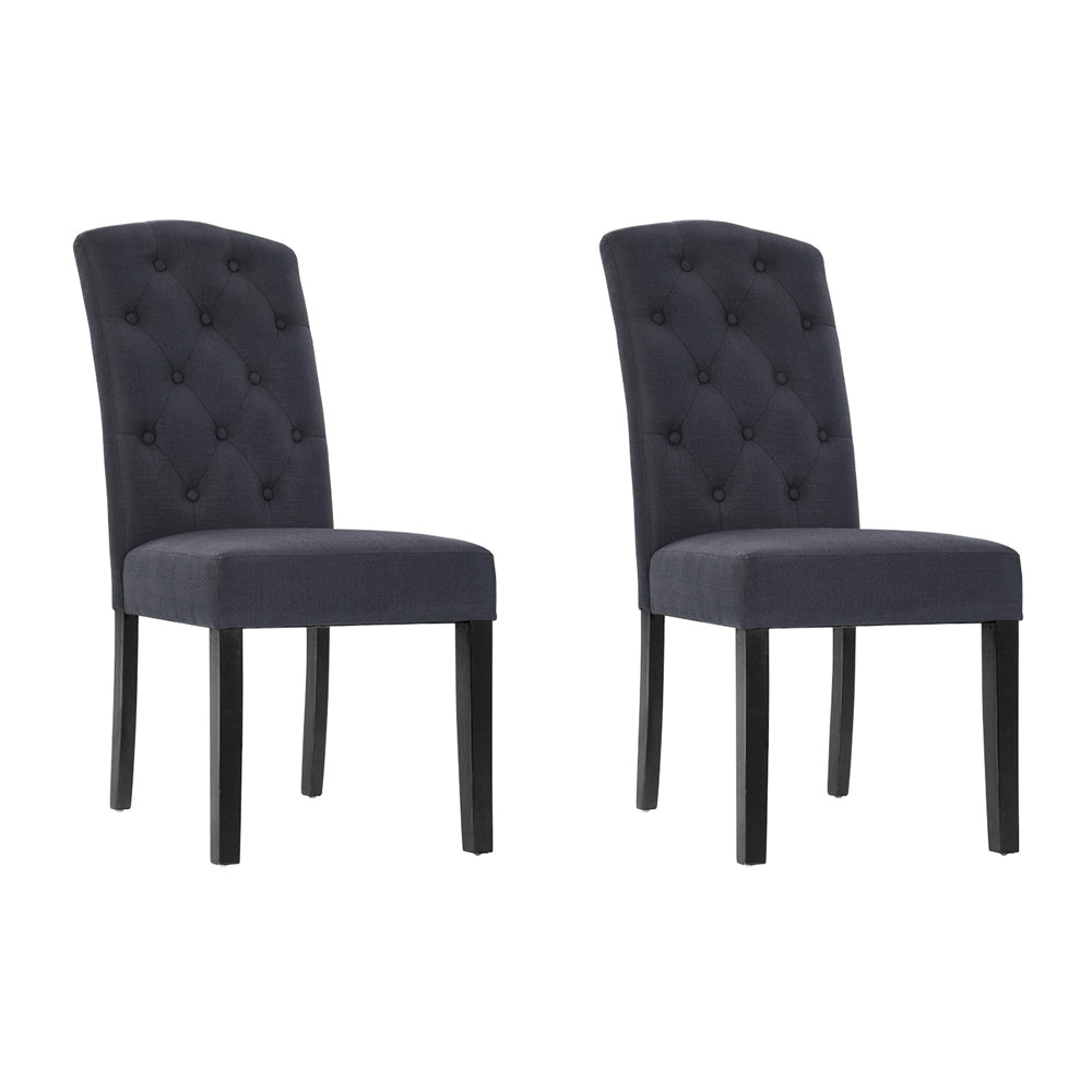 TWSC Dining Chairs Set of 2 Linen Parsons Chair Dark Grey