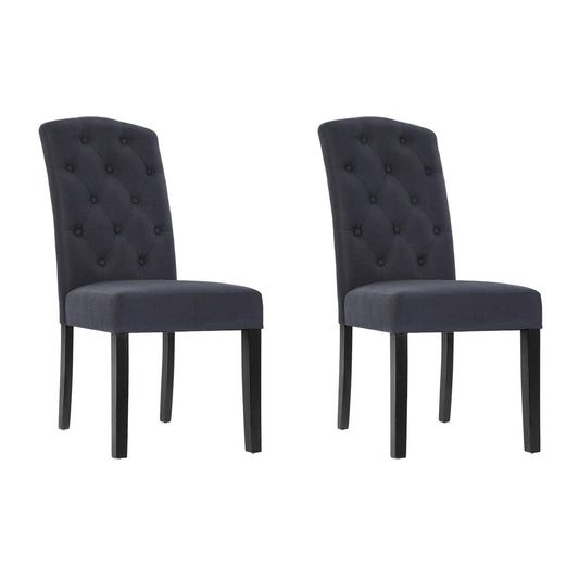 TWSC Dining Chairs Set of 2 Linen Parsons Chair Dark Grey