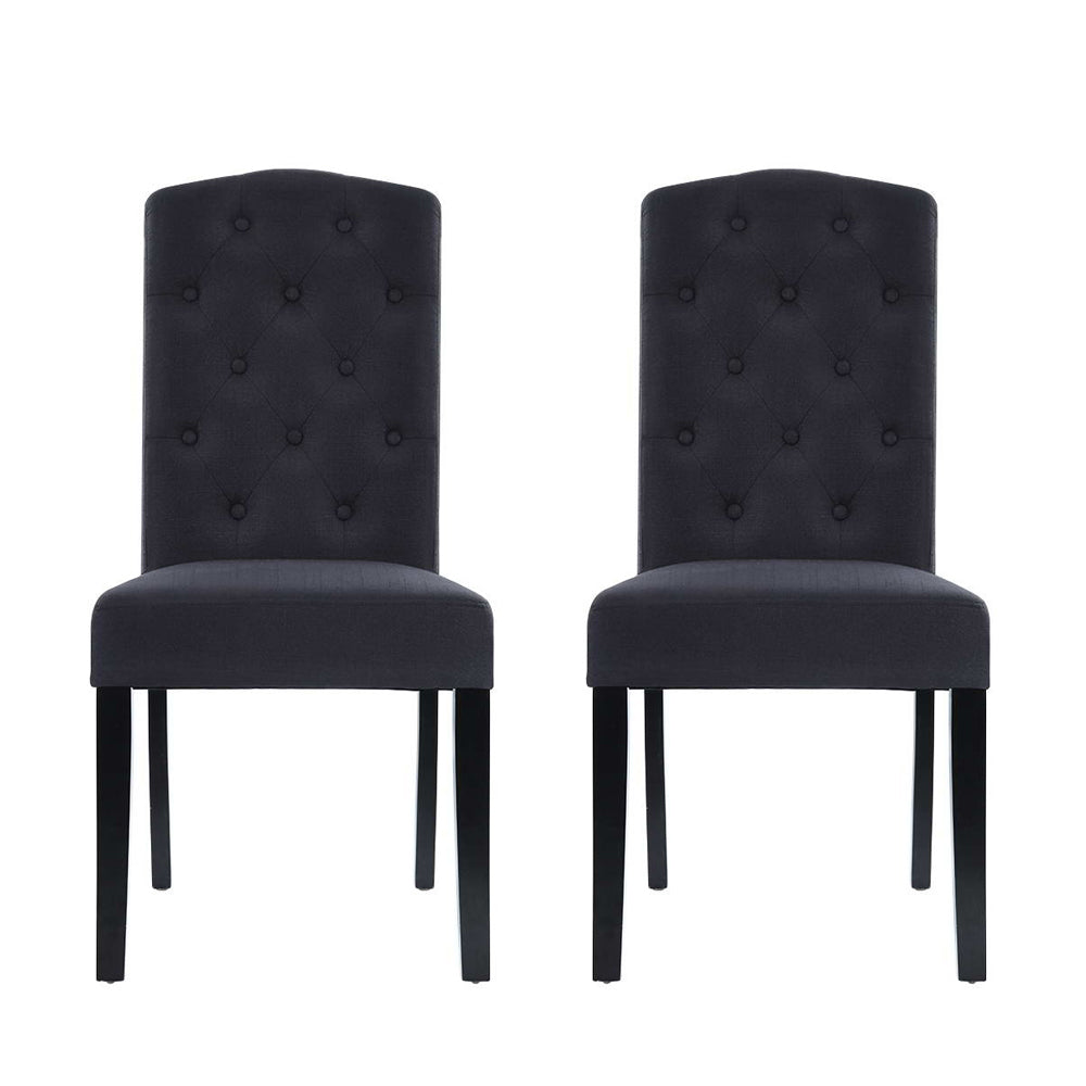 TWSC Dining Chairs Set of 2 Linen Parsons Chair Dark Grey