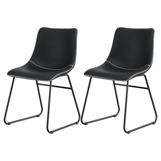 Dining Chairs Set of 2 – Retro PU Leather, Black