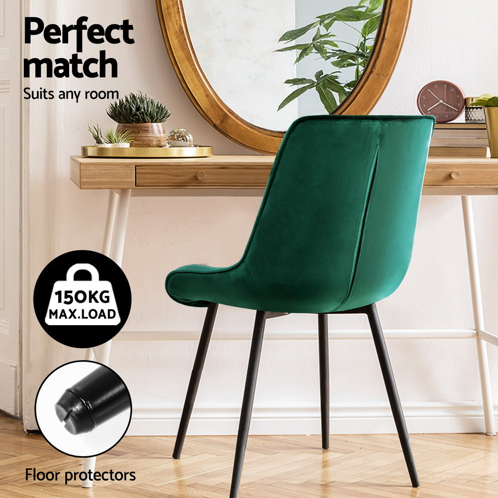 Dining Chairs Set of 4 – Velvet Upholstery, Green, Diamond Tufted