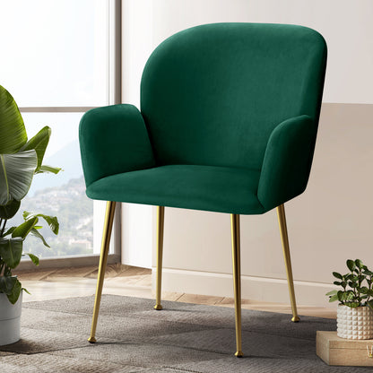 Dining Chairs Set of 2 – Velvet Upholstery, Green