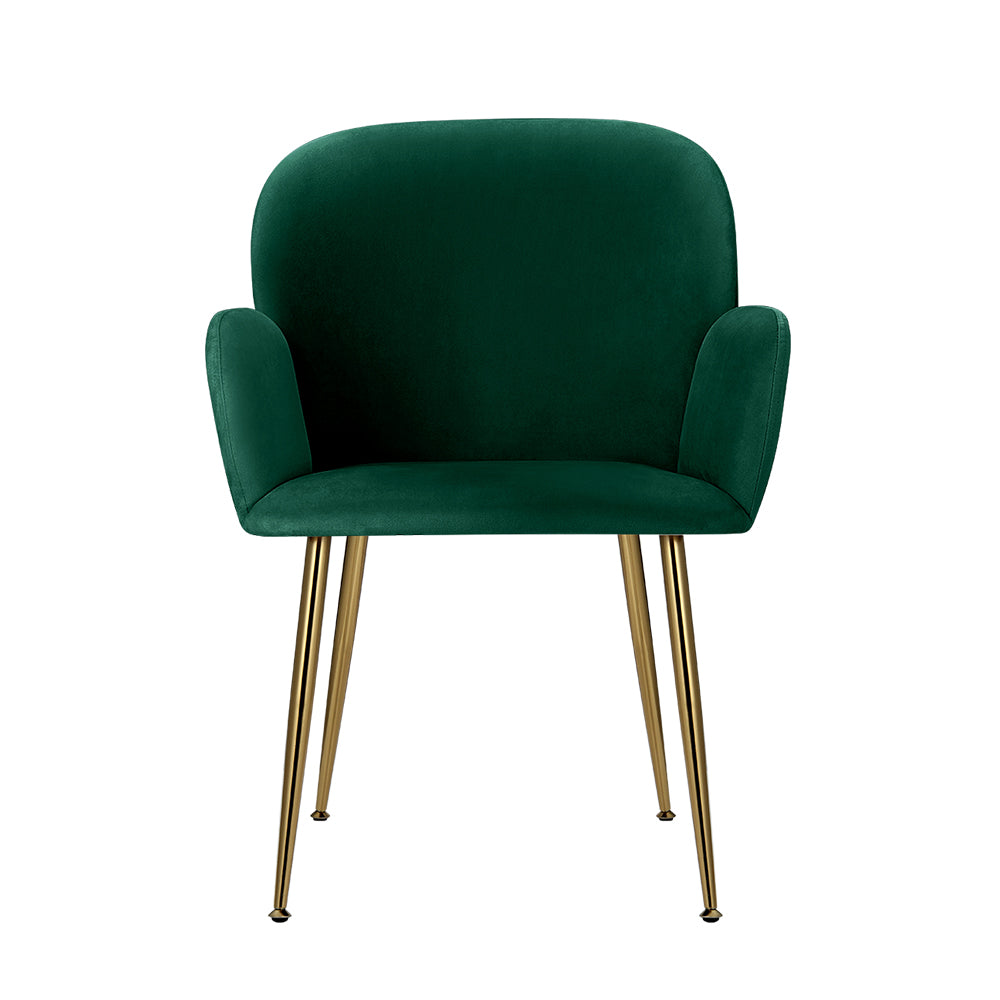 TWSC Dining Chairs Set of 2 Velvet Armchair Green