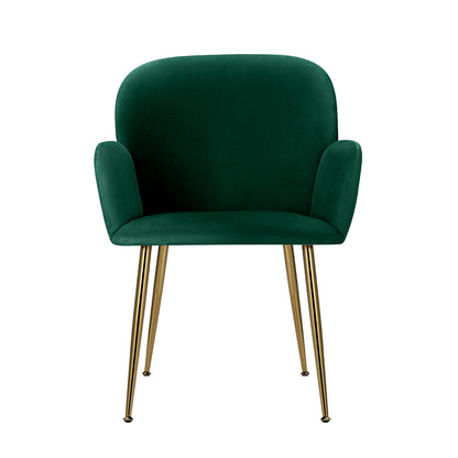 Dining Chairs Set of 2 – Velvet Upholstery, Green