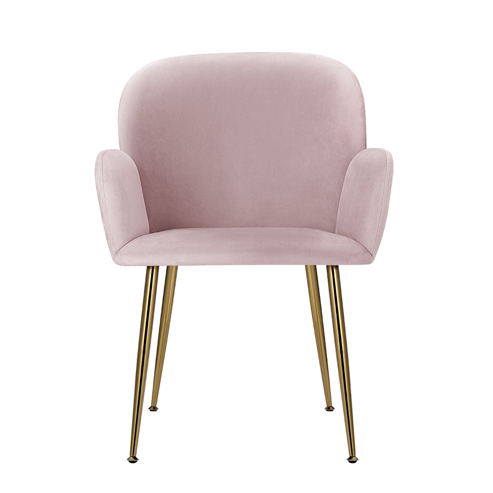 TWSC Dining Chairs Set of 2 Velvet Armchair Pink