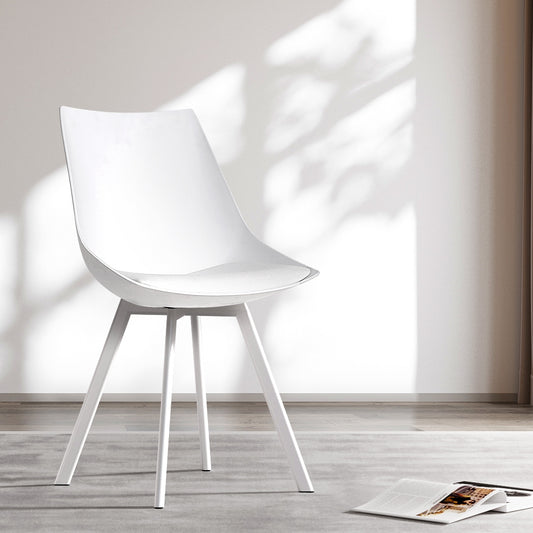 TWSC Dining Chairs Set of 2 PU Leather Plastic Metal White