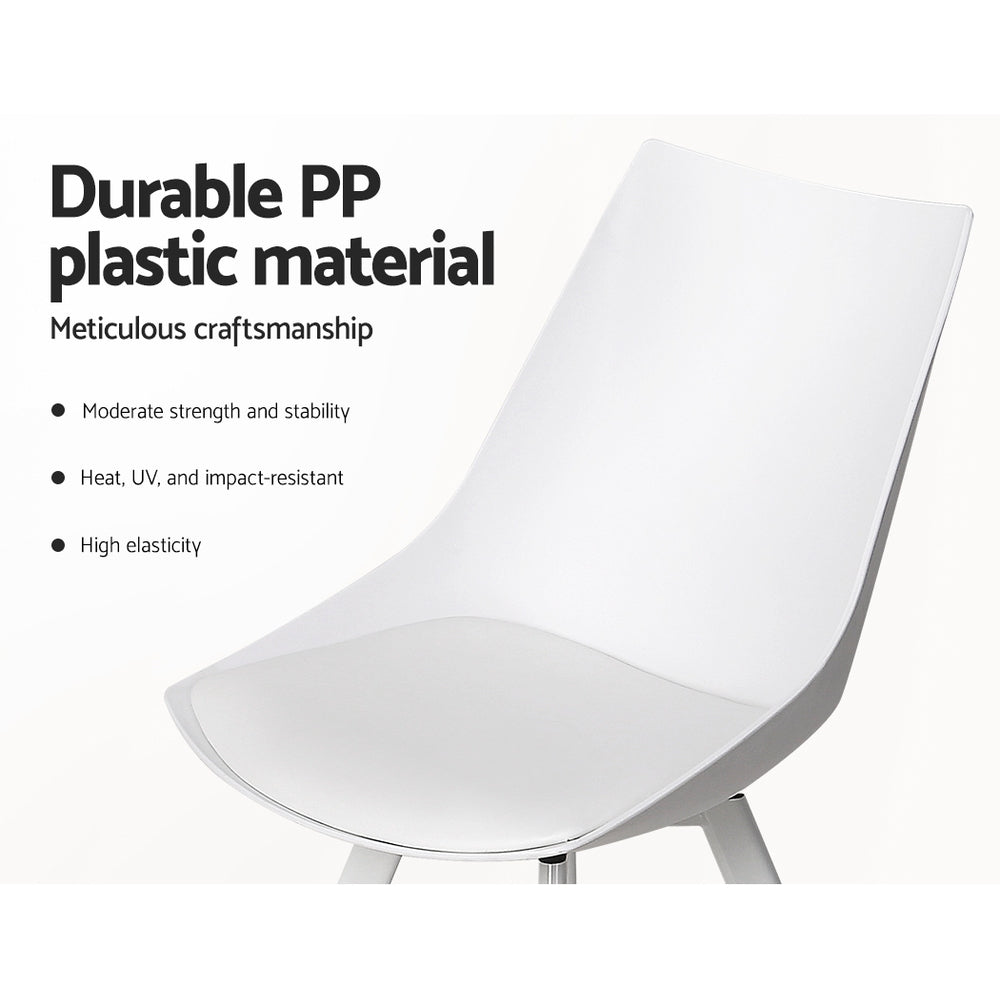 TWSC Dining Chairs Set of 2 PU Leather Plastic Metal White