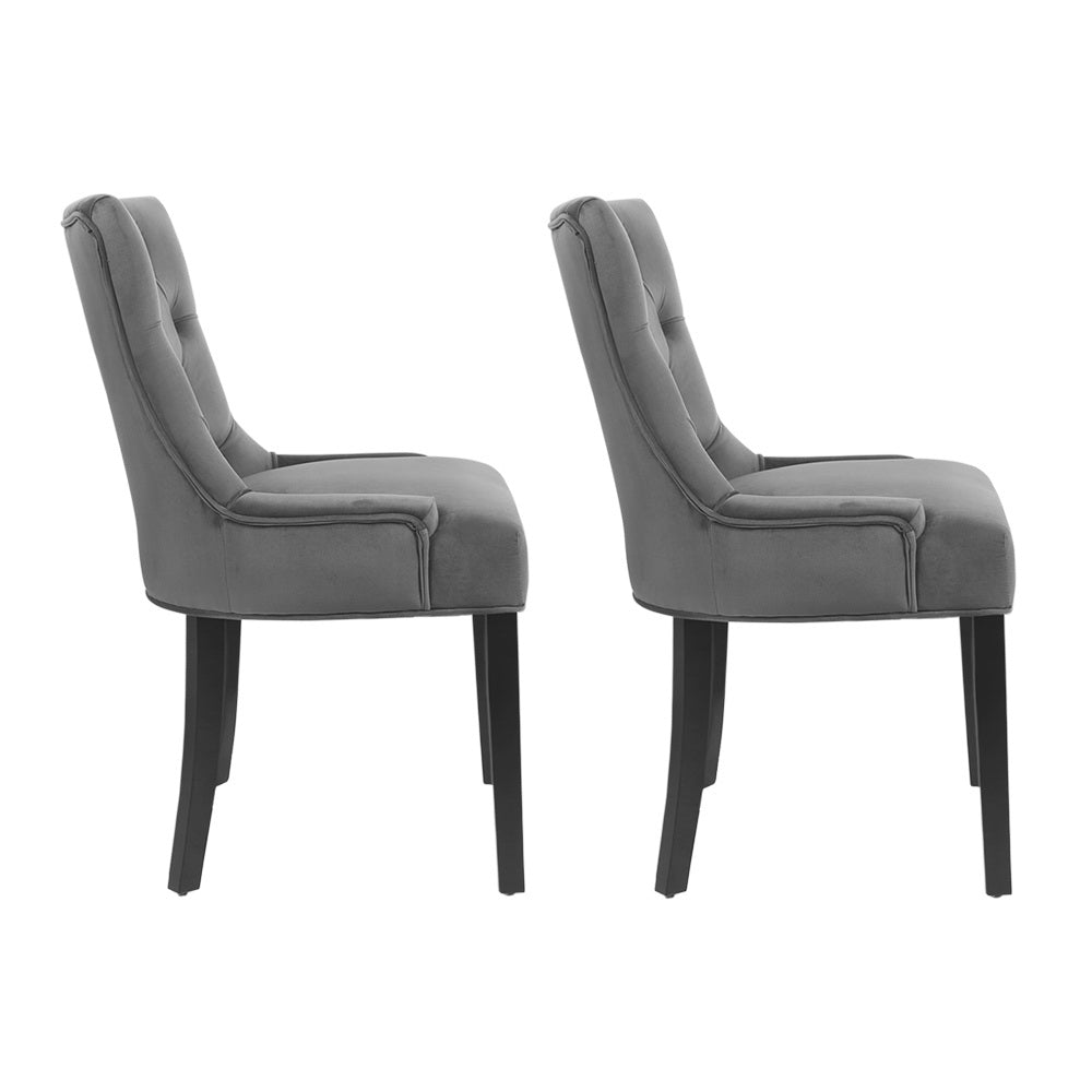 TWSC Dining Chairs Set of 2 Velvet French Provincial Grey