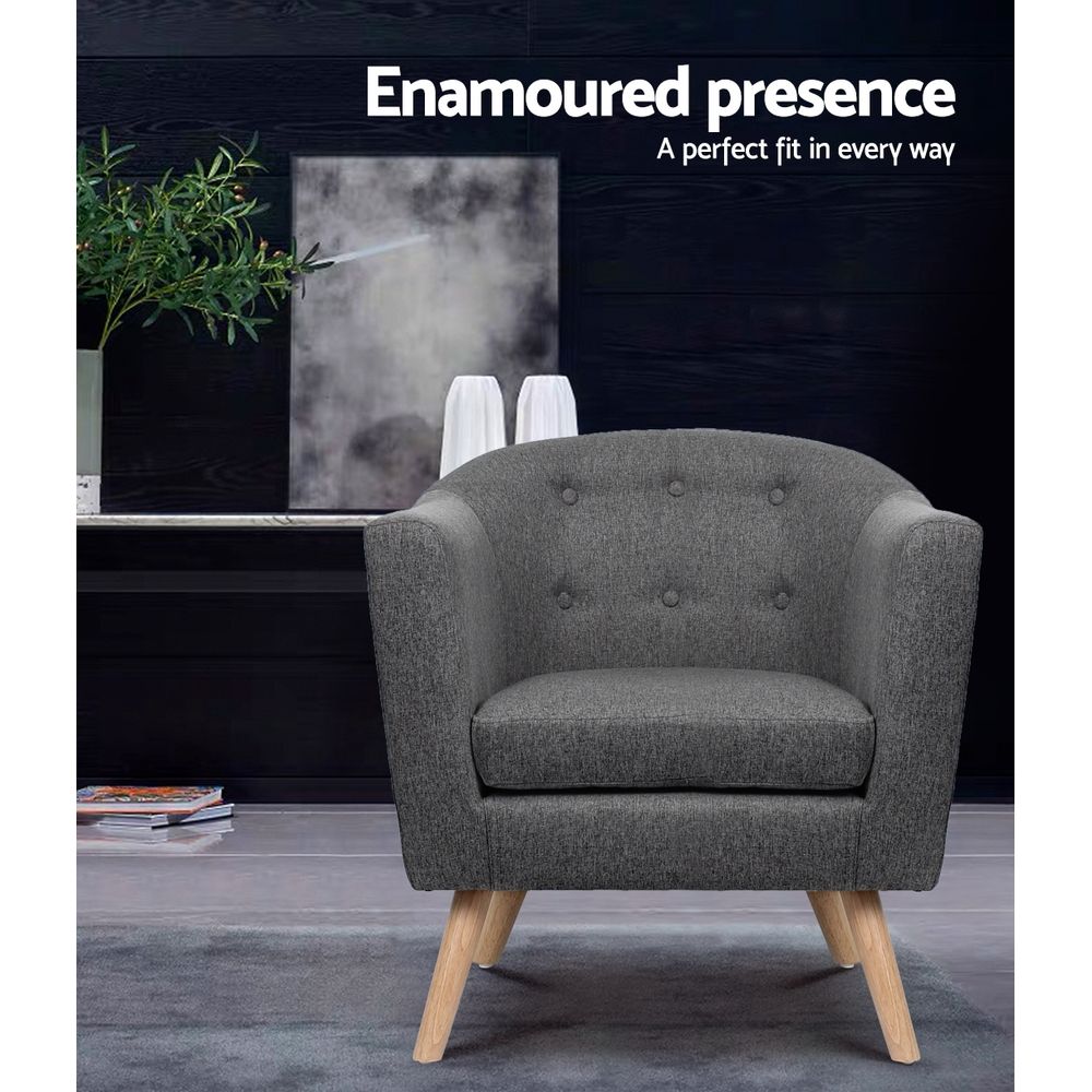 TWSC Armchair Tub Chair Grey Adora