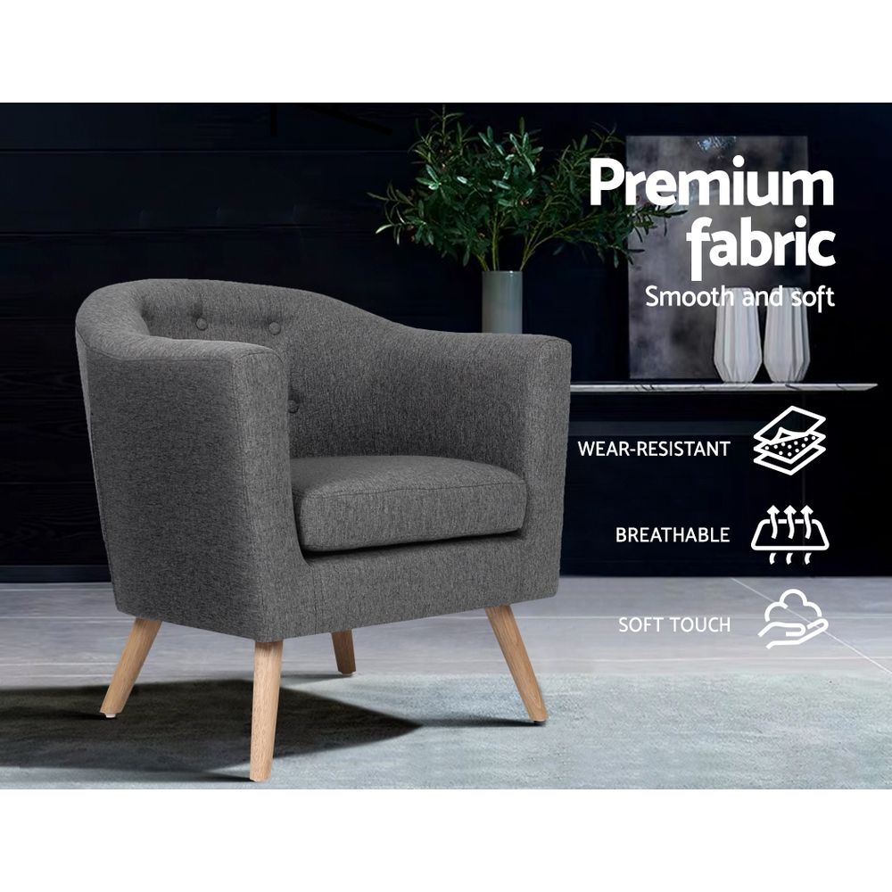 TWSC Armchair Tub Chair Grey Adora