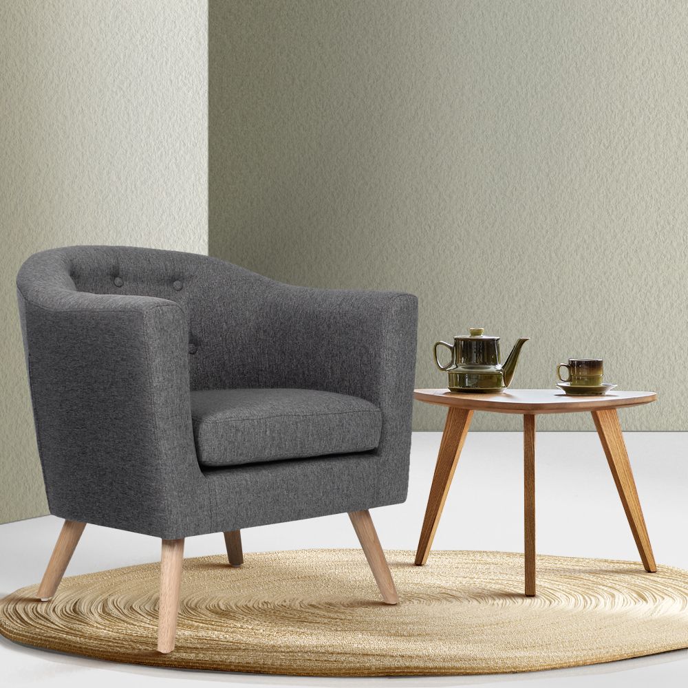 TWSC Armchair Tub Chair Grey Adora