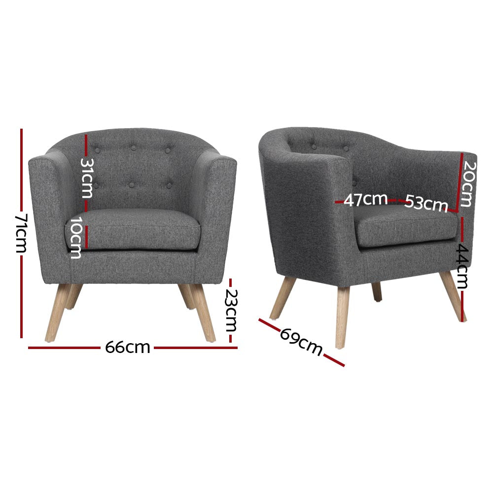 TWSC Armchair Tub Chair Grey Adora