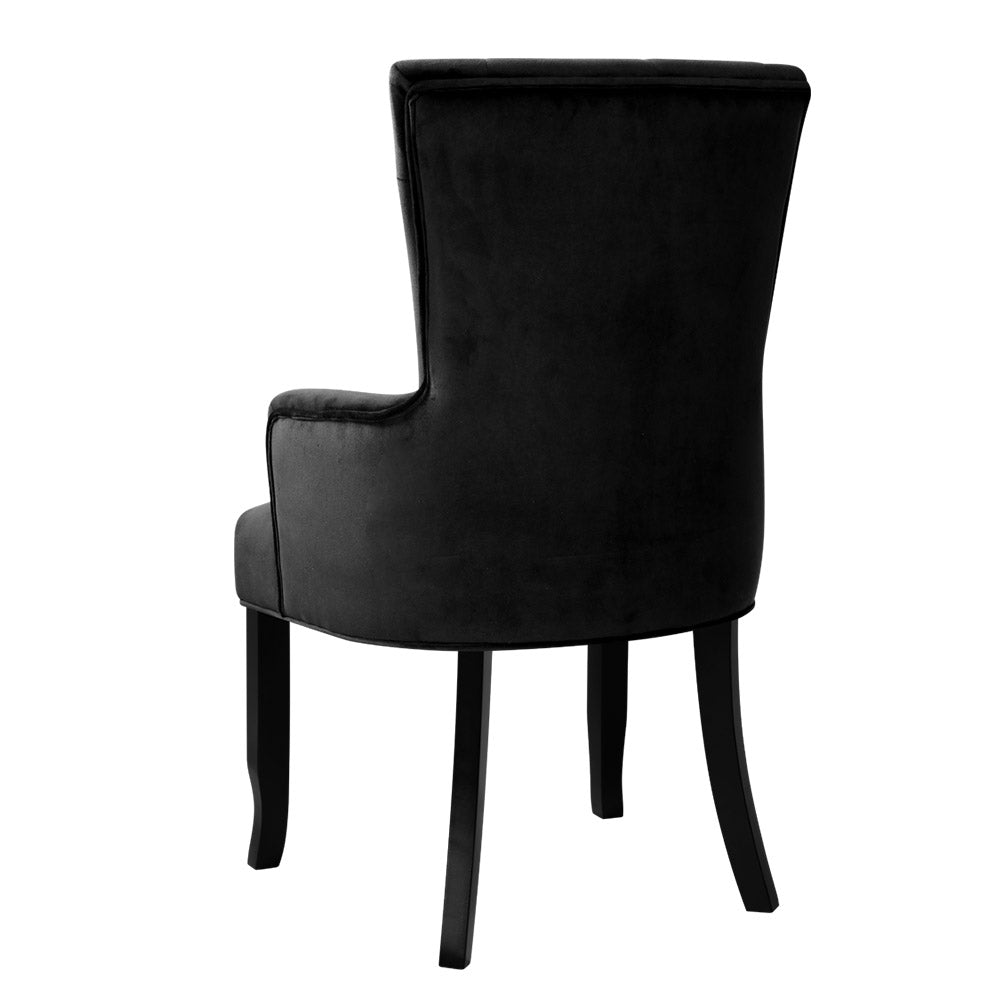 TWSC Dining Chair Velvet French Provincial Armchair Black