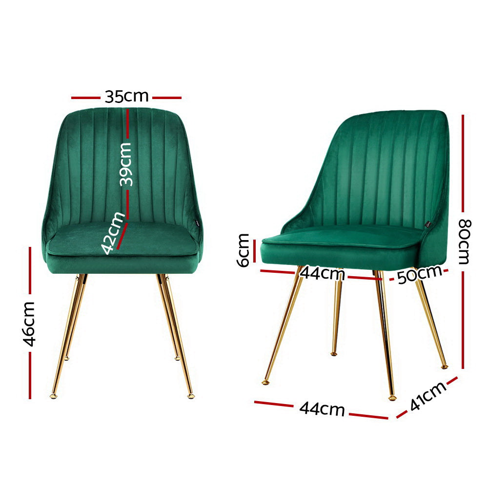 TWSC Dining Chairs Set of 2 Velvet Channel Tufted Green
