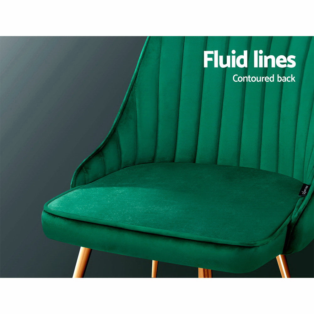 TWSC Dining Chairs Set of 2 Velvet Channel Tufted Green