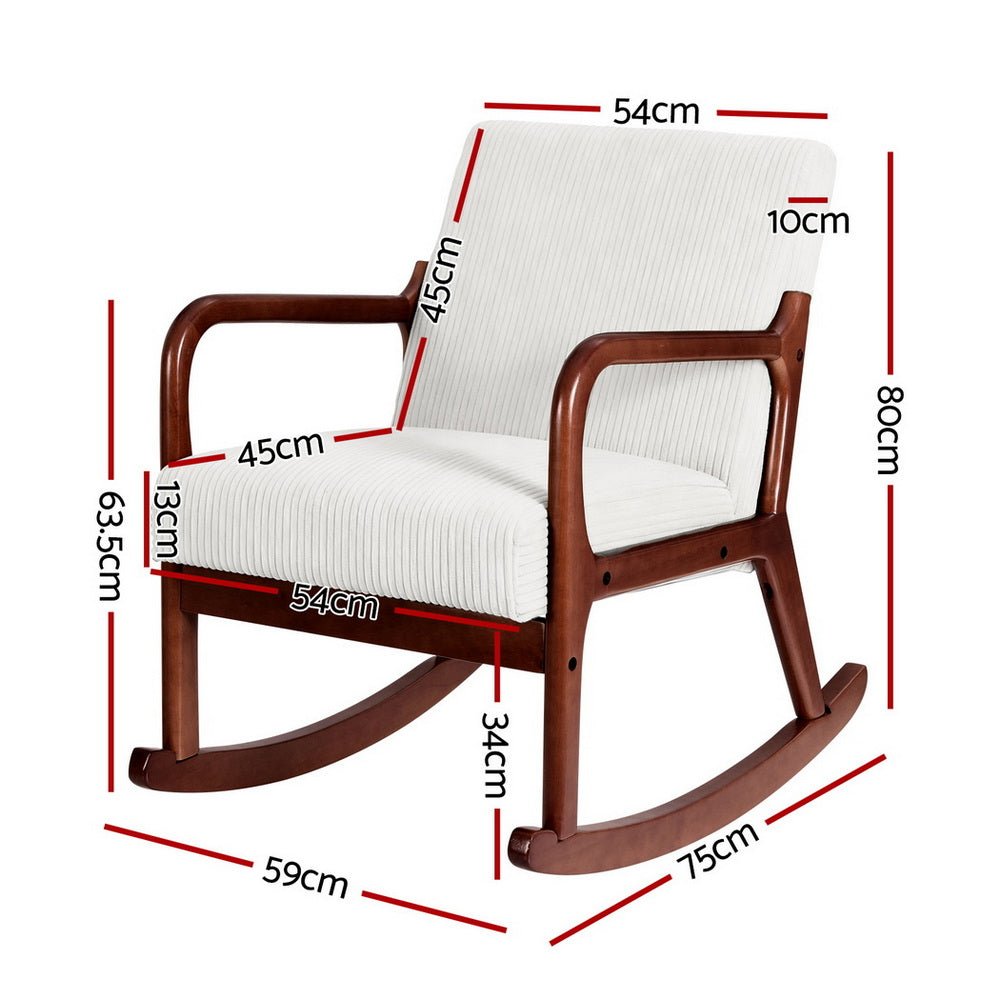 TWSC Rocking Armchair Lounge Chair Corduroy Beige