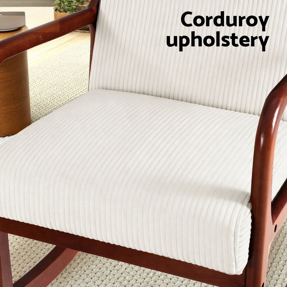 TWSC Rocking Armchair Lounge Chair Corduroy Beige