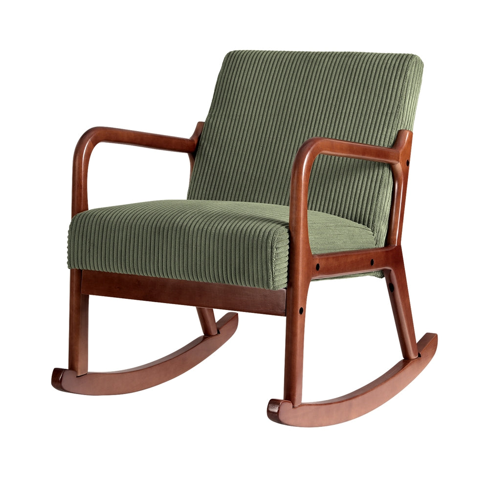 TWSC Rocking Armchair Lounge Chair Corduroy Green