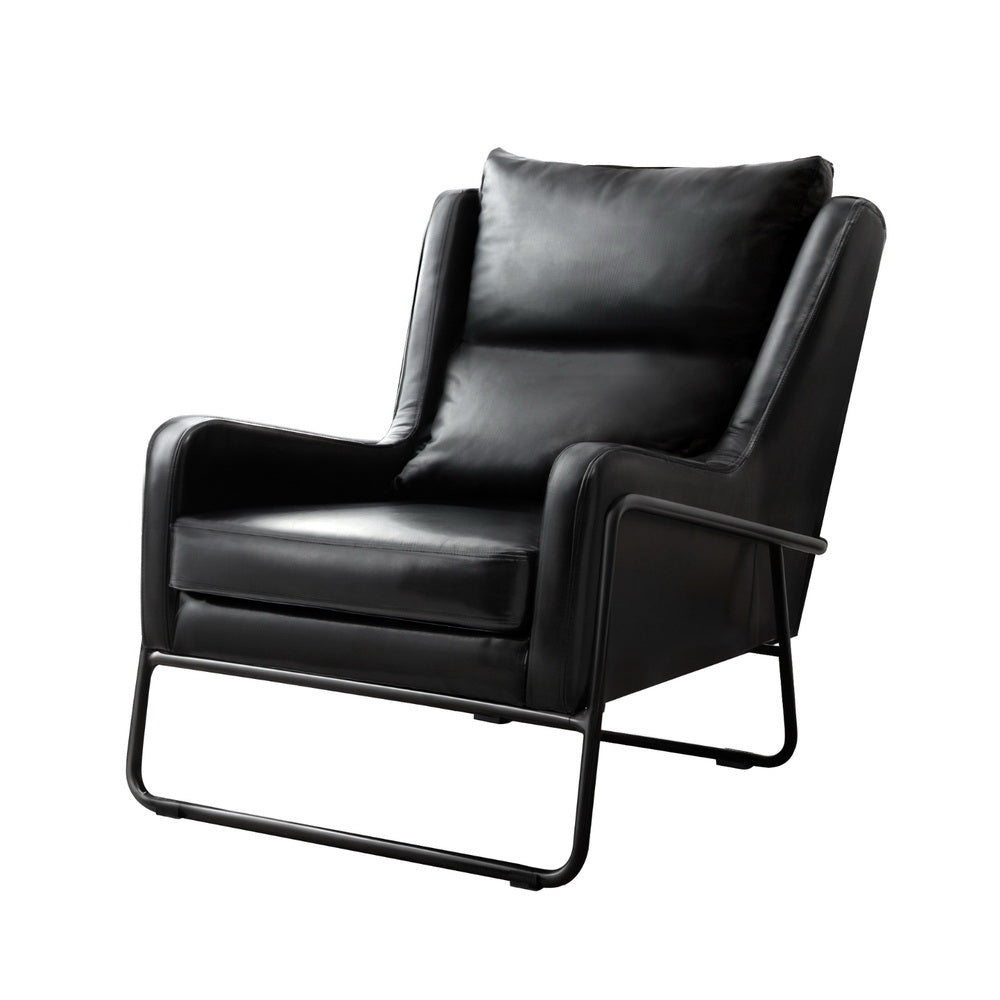 TWSC Armchair Accent Chair PU Leather Wingback Black