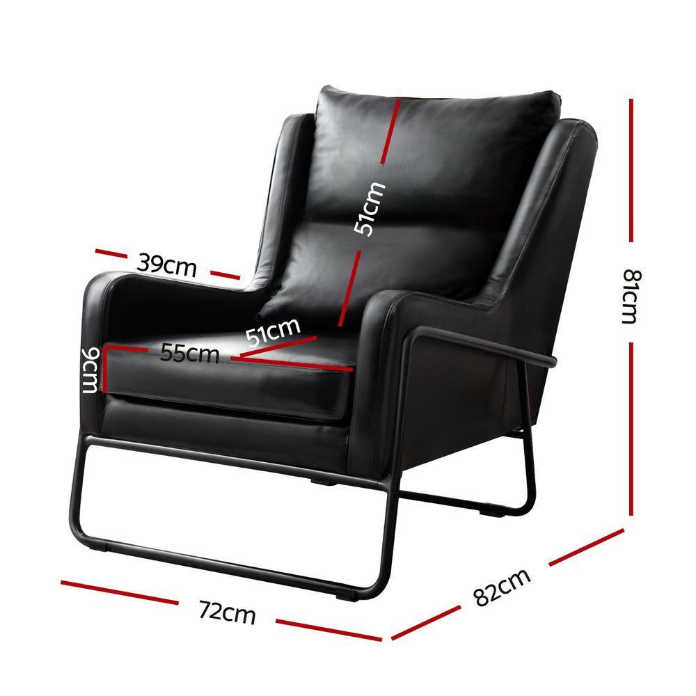 TWSC Armchair Accent Chair PU Leather Wingback Black