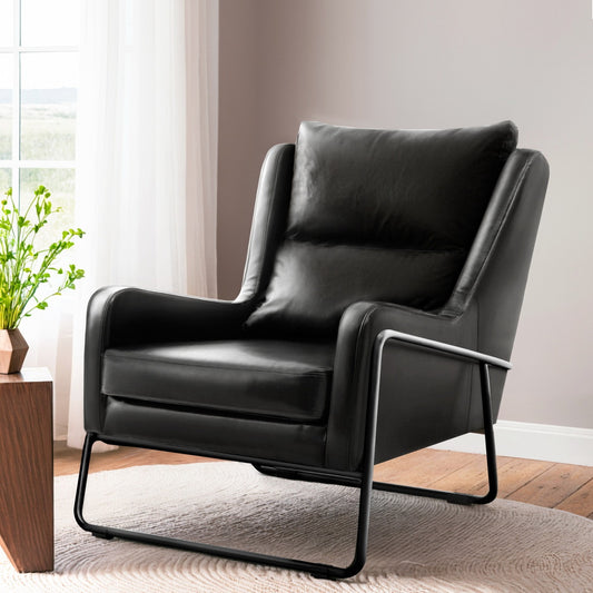 TWSC Armchair Accent Chair PU Leather Wingback Black