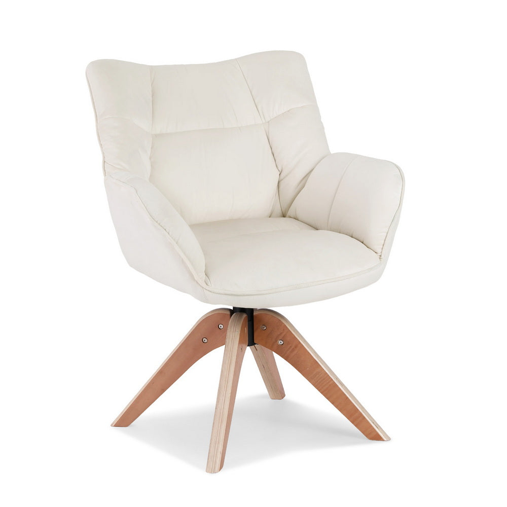 Swivel Armchair – Velvet Upholstery, White